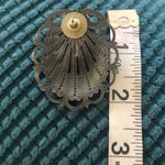 VTG Large Silver Scrolled Pierced Earring Faux Black Onyx Art Deco 70’s Costume Photo 5