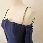 Camila Coelho  Victorya Mini Dress Navy XS Embellished Off Shoulder Long Sleeve Photo 12