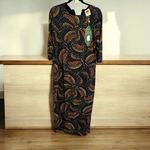 Farm Rio New Black Wild Bananas Jersey Stretch Dress size XL coastal chic Photo 1