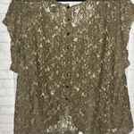 Torrid  Olive Green Lace Button Back Short Sleeve Top Plus Size Photo 2