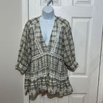 Free People  Time Out Babydoll Tunic Cotton Ivory grey combo size SP Photo 2