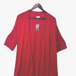 J Jill Womens XLT Cardigan Open Front Cherry Red Lightweight Knit Coastal‎ Layer Size XL Photo 2
