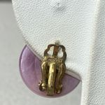 Vintage Signed Japan Pink Lavender Glass Pearl Clip On Earring Elegant Statement Photo 7