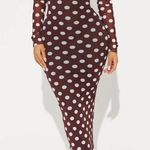 Polka dot midi dress Brown Size M Photo 3
