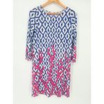 Lilly Pulitzer Women Size Medium Dress Blue Pink Print Ophelia Swing Coral Iris Photo 2