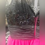 Sherri Hill  Black Sequin Pink Tulle Mini Dress Bow Cocktail Homecomin Party Gown Photo 7