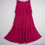 Free People NEW convertible Pink Ruffled Tiered Knit Maxi Skirt BarbieCore, M Photo 2