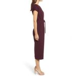 Bishop and Young Cropped Jumpsuit Romper V-Neck Tie Sash Short Sleeve Maroon Small Photo 2