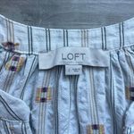 Loft Striped Embroidered Puff Sleeves Blouse Size L Photo 1