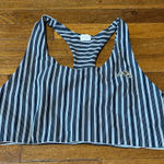 Tracksmith Run Cannonball Run Navy Striped Sports Bra, Large Blue Photo 0