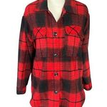 No Boundaries Juniors 3-5 red and black plaid flannel button down shirt shacket Photo 0
