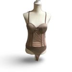 Fashion House Laceup Back Bodysuit Tan Size M Photo 5