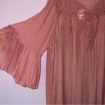 NEW J Gee 3X Boho Dress Midi Pink Eyelet Crochet Gauzy Bell Sleeve Photo 1