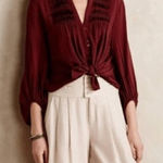 Maeve Anthropologie  Pintuck Peasant Blouse Photo 0