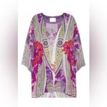 NWT Athena Procopiou 100% Silk Garden Print Kimono Cardigan Cover Up One Size Purple Size undefined Photo 3