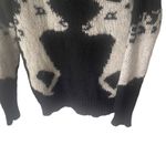 Bar III Women's Size XS Mohair Reindeer Holiday Black White Sweater Photo 2