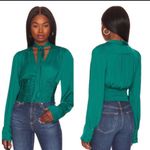 Free People  Teal Ruched Long Sleeve Blouse Size XS Photo 1