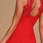 Lulus Lulu’s NWT Hometown Girl Red Lace Skater Dress size small Photo 1