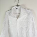 Madonna & Co White Floral Textured Blouse Romantic Statement Top Size XL Photo 2