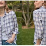 Frank & Eileen  Classic Linen Shirt in Plaid White/Blue Size S Photo 1