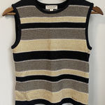 St. John  Sport P Wool Blend Black Gold Striped Sleeveless Tank Top Sweater EUC Photo 0