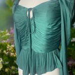 House of Harlow 1960 M
Emerald Green Ruched Peplum Top
Long Sleeve Photo 6
