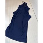 BCBGeneration  Drape Pocket Dress Navy Blue Pleated Cocktail Party Mini Size M Photo 2