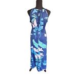 HUSKARYL Tropical Print Maxi Dress Sleeveless Pockets Size L Blue Size L Photo 3