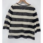 Talbots  Open Knit Crochet‎ Top Womens Large Black Ivory Stripe Lined Bodice Photo 2