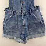 Hollister Button Up High-Rise Mom 4” Short Cuffed Hem Summer Denim Overalls NEW Photo 5