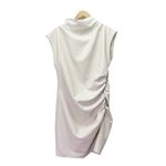 Anthropologie NWT  Maya Faux Leather Mini Dress Size 12 Cream Cowl Neck Ruched Photo 1