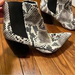 Lulus Lulu’s Cecy Black and White Snake Pointed Toe Ankle Booties 9 Photo 6