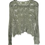 Rebellion Sage Green Open Knit Witchy Boho Flare Sleeve Beachy Top Forest Fairy Medium Photo 2