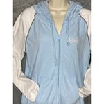 PINK - Victoria's Secret  Zip Up Hoodie Light Blue And White Womens large Photo 2