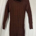 Long Sleeve Cable Knit Sweater Dress Womens Small Brown Photo 0