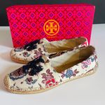 Tory Burch ELISA LOGO FLAT ESPADRILLES Happy Times Perfect Navy Embroidered 10 Photo 2
