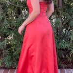 David's Bridal Classy vintage  strapless red gown prom dress size 4   Photo 3