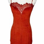 Free People  Mini Dress Faux Suede Lace Trim Small Photo 0