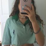 Ralph Lauren Green And White Cropped Collard Shirt  Photo 0