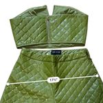 The Sang The Quilted Set Olive Sequin Bustier And High Waisted Wide Leg Pants Set Medium Photo 9