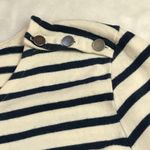 Madewell  Shift Dress Women's Small Cream Navy Stripe 100% Cotton Tee 3/4 Sleeves Photo 3