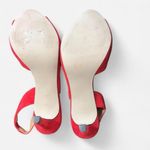 Talbots  Bold Red Suede Slingback Heels with Bows 6.5 Photo 4