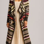 Free People Rolla Costa open sweater duster cardigan with southwestern motif. M Photo 0