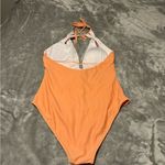 Cupshe Peach One Piece Swimsuit with Halter Neck and Zipper Photo 1