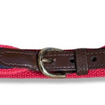 Vintage Made In USA Needlepoint Golf Belt Small Navy Blue Cherry Red Preppy Photo 0
