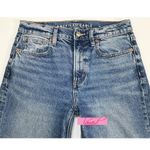 American Eagle AEO Stretch Super High-Waisted Ripped Ankle Straight Jeans Rise Waist Destroyed Photo 2