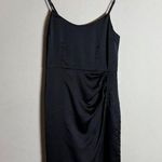 Abercrombie & Fitch Satin Side Slit Midi Dress Women's Small Black LBD Cocktail Photo 2