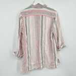 J.Jill  Love Linen Essential Button Down Shirt Stripes Granite Multi Size Medium Photo 1