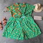 Tabitha Brown x Target Linen Tropical Shirt Shorts Set Leopard Print Size S/M Green Photo 2