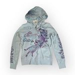 Lucky Brand VHTF: new Y2K â¤ď¸ď¸ Floral Geisha Embroidery Zip Hoodie â¤ď¸ď¸ Blue â¤ď¸ M Photo 0
